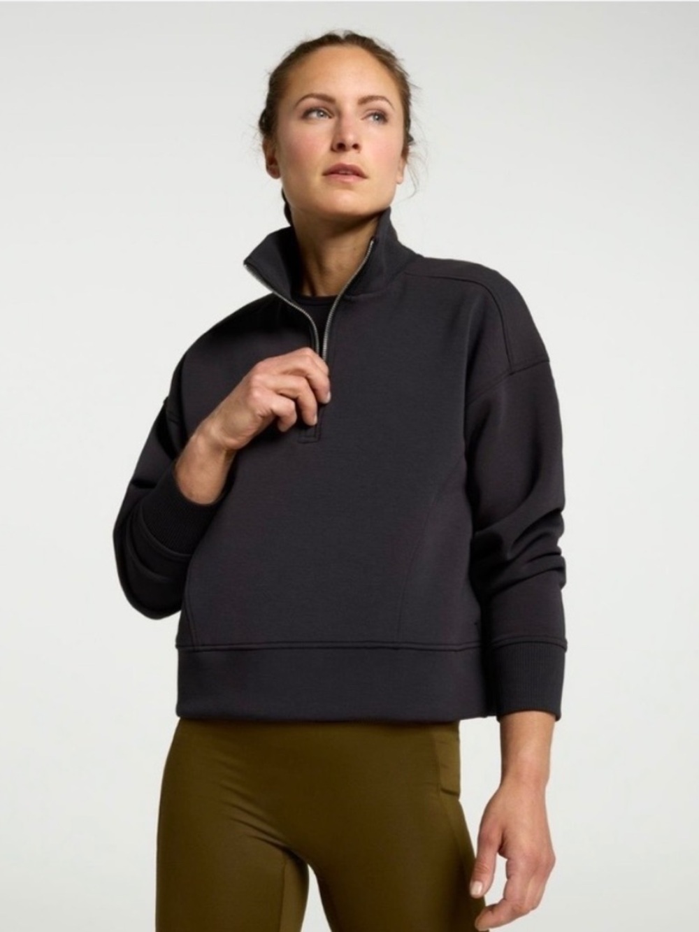 CALIA by Carrie Underwood Black Soft Scuba 1/4 Zip Pullover